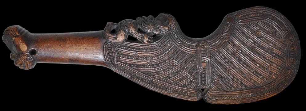 Carved Wooden Short Club (Wahaika), Maori, New Zealand, circa 1900 -  Michael Backman Ltd