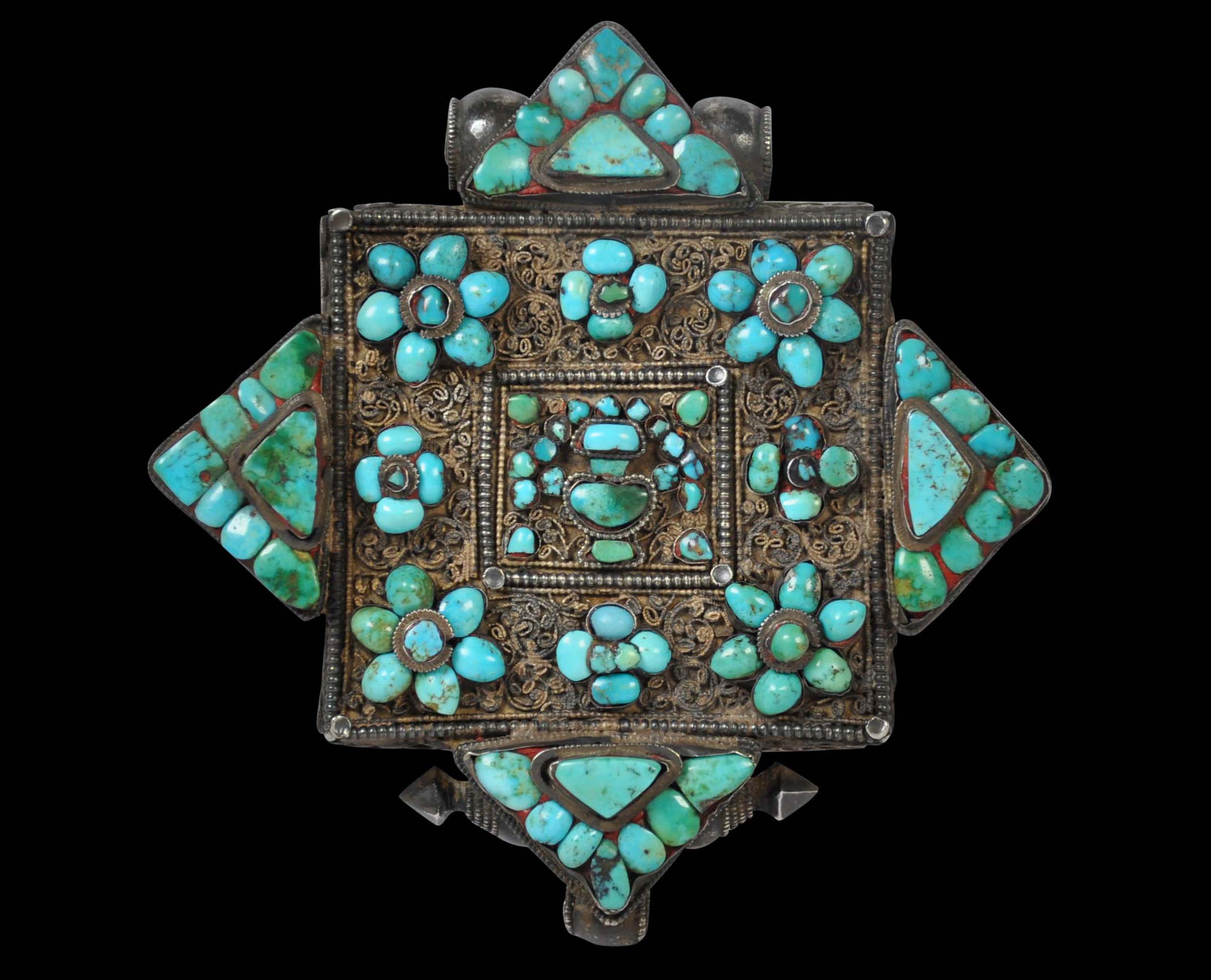 Tibetan Turquoise Ga'u Box - Michael Backman Ltd