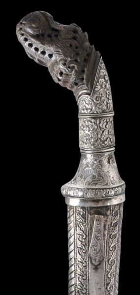 Malay Sword with Horn Hilt & Silver Mounts (Klewang) - Michael Backman Ltd