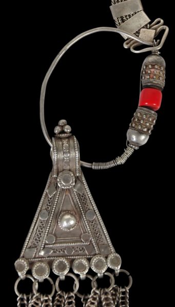 Omani Silver Headdress with Red Bead & Other Temporals - Michael ...