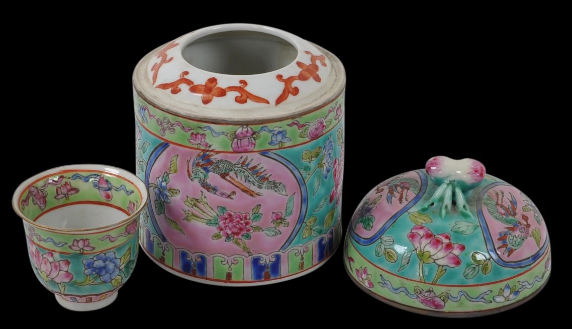 Rare Straits Chinese or Nonyaware Wine Warmer, Cup & Cover - Michael  Backman Ltd
