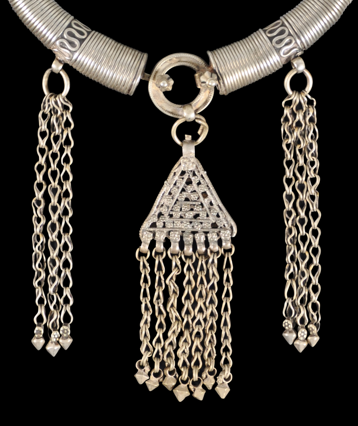 Lot of 2) Tribal Indian Banjara torque coin necklaces
