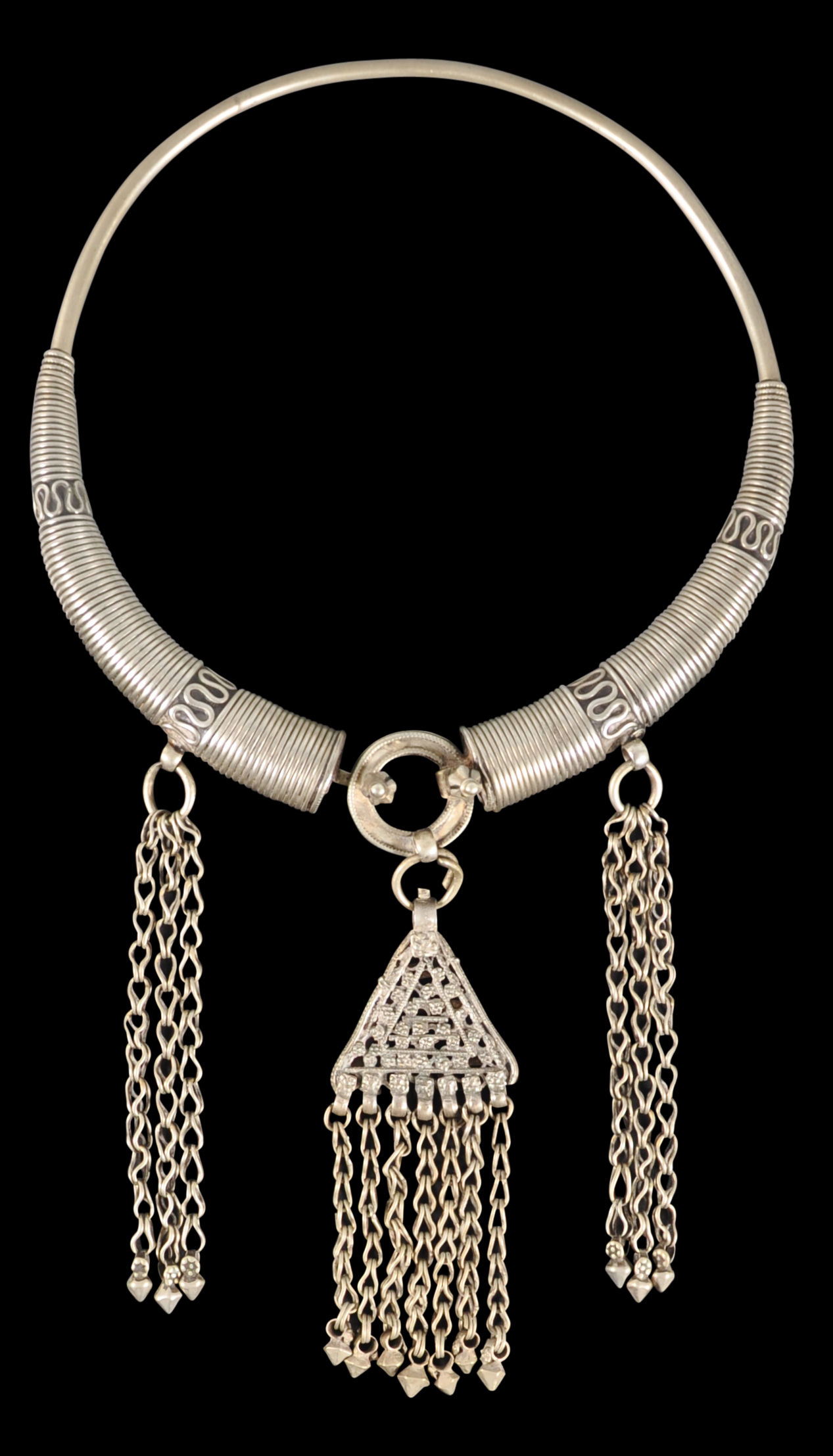 Lot of 2) Tribal Indian Banjara torque coin necklaces