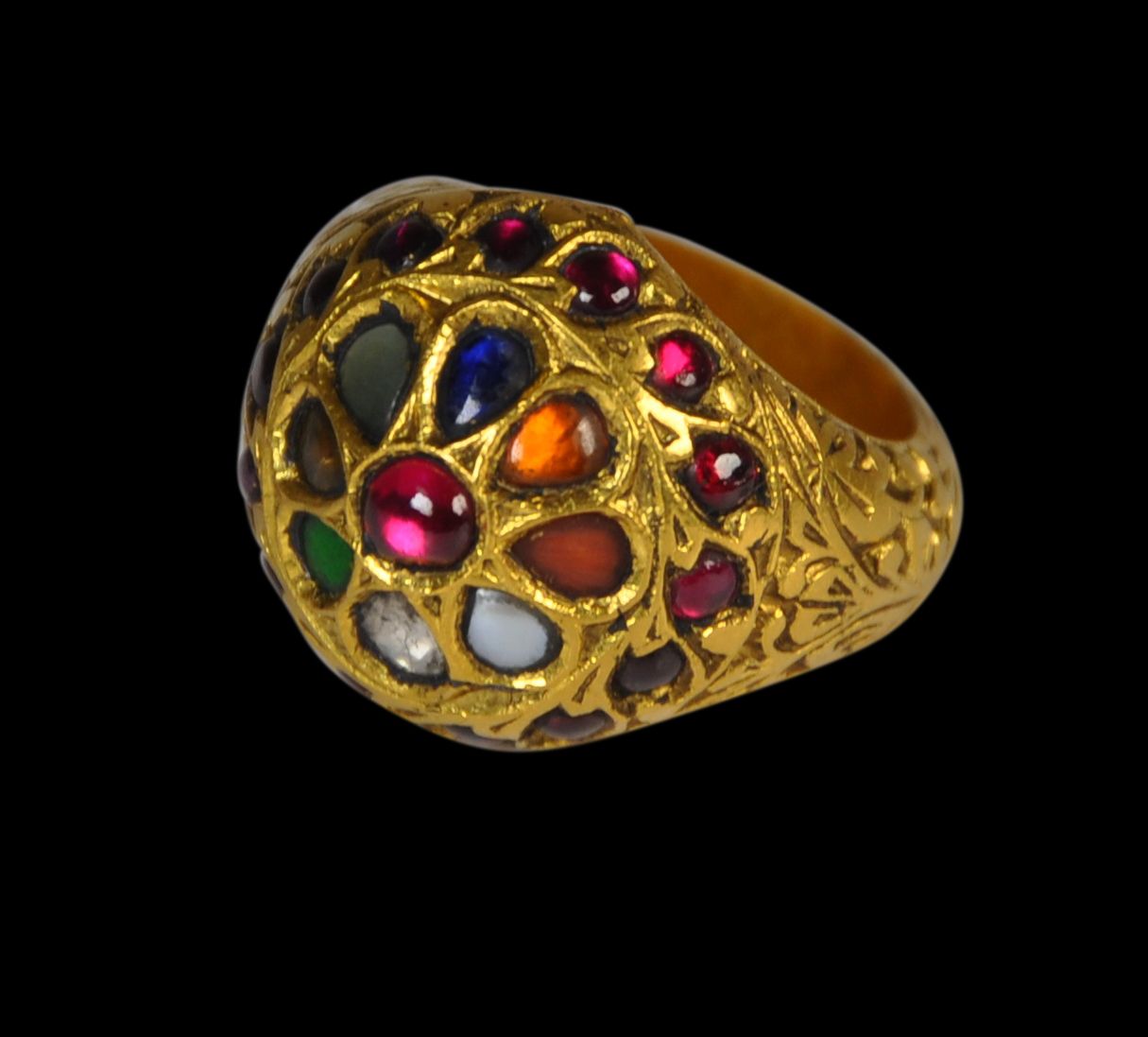Indian Gold Gem-Set Navaratna Ring - Michael Backman Ltd