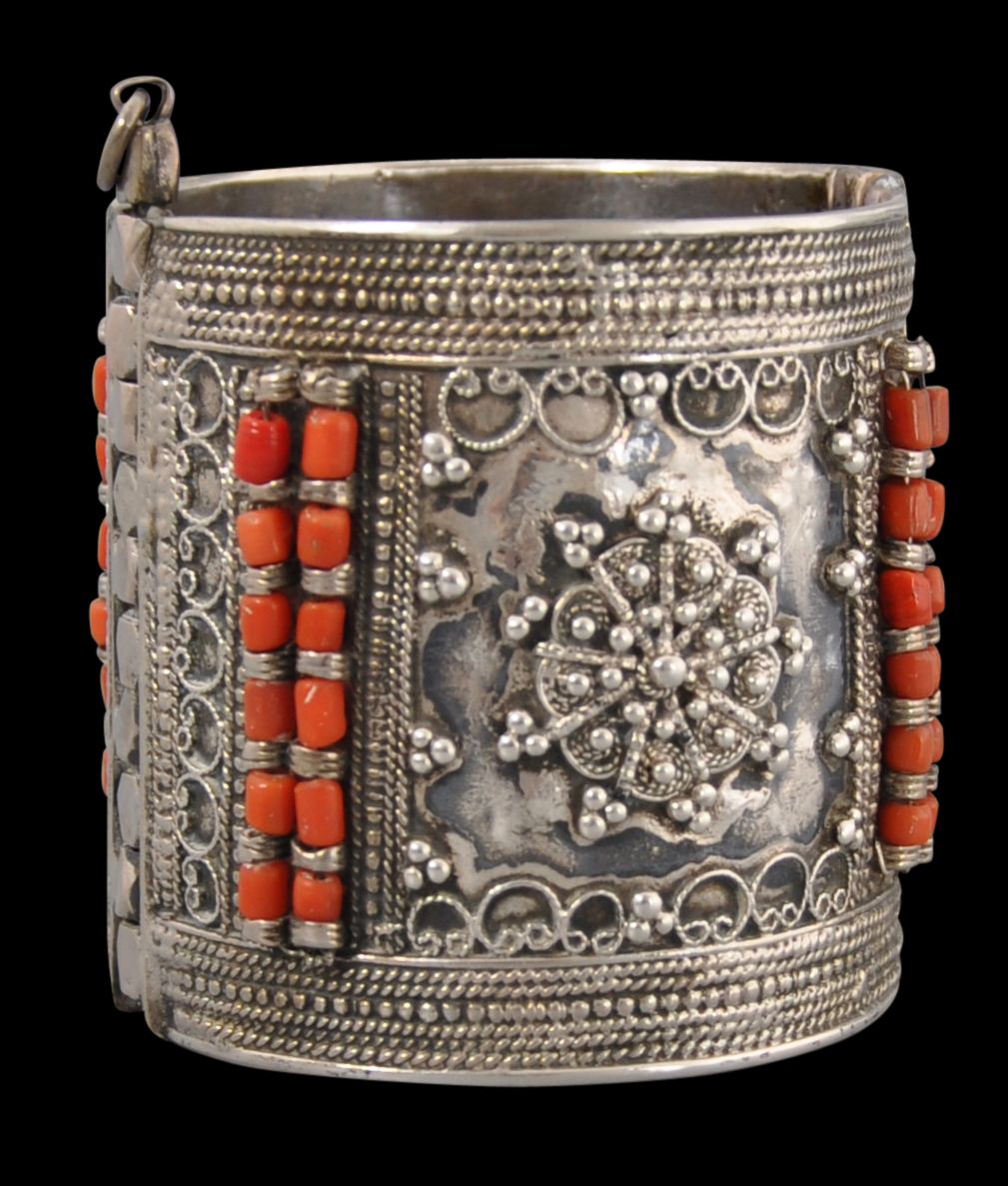 Nepali Turquoise Coral Cuff Bracelet with Filigree Work – Cosmic Norbu