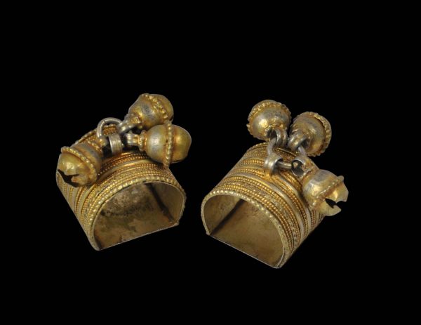 Pair of Omani Gilded Silver Toe Rings with Bells Michael Backman Ltd