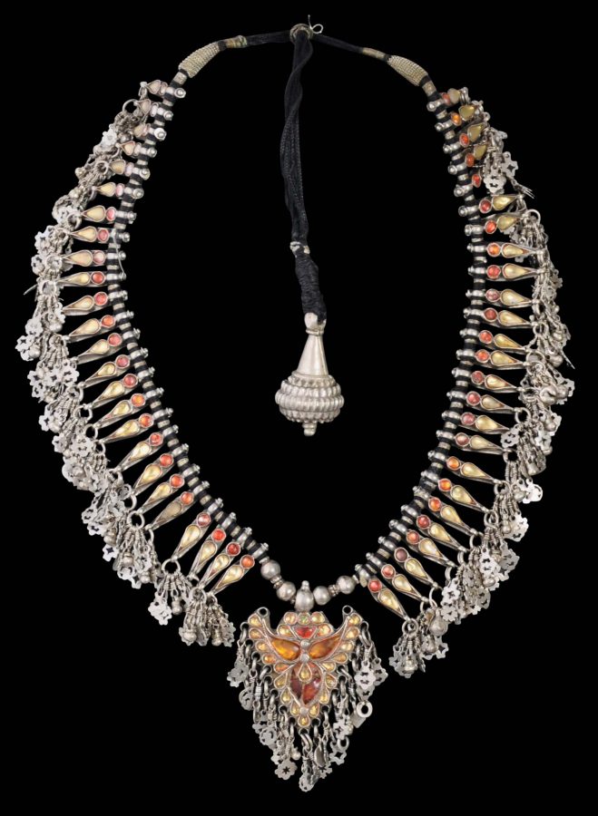 Mughal Silver & Glass Necklace (Champkali Har) - Michael Backman Ltd