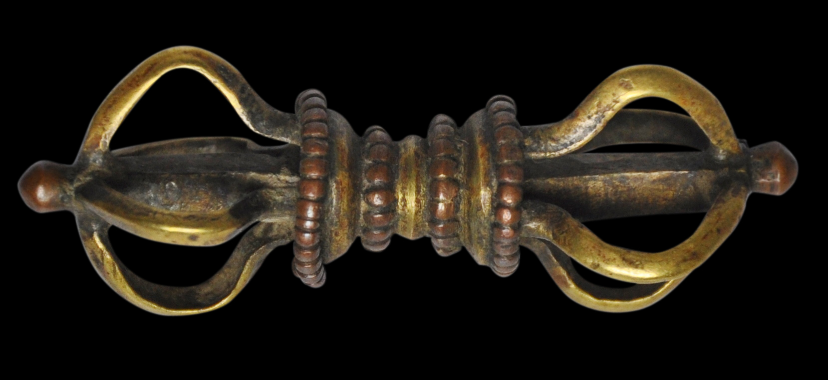 6cm copper Three-pronged Vajra mini handmade sankosho meditation artifact 