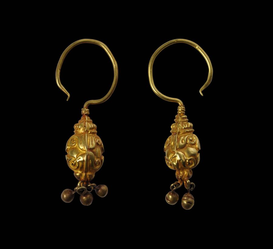 Liao Dynasty Gold Pendant Earrings - Michael Backman Ltd